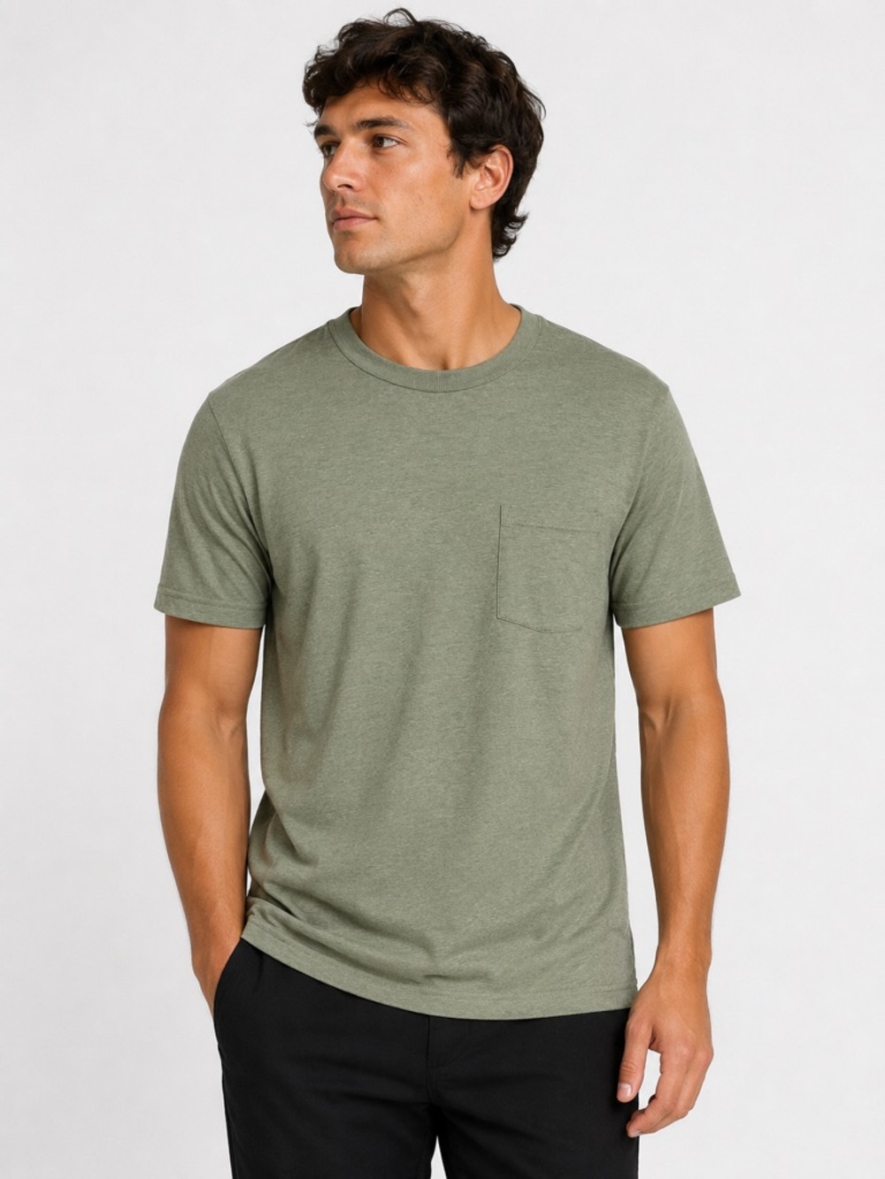 Goodfellow & Co Olive Green Hemp Cotton Pocket Tee Shirt Men’s Large
